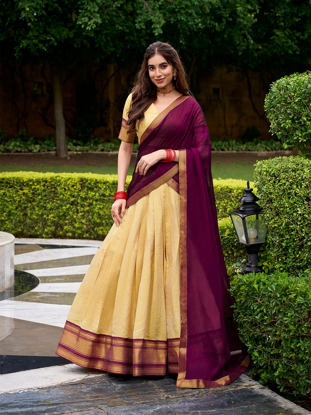 Brown Color Zari Weaving Work Kanchipuram Lehenga Choli