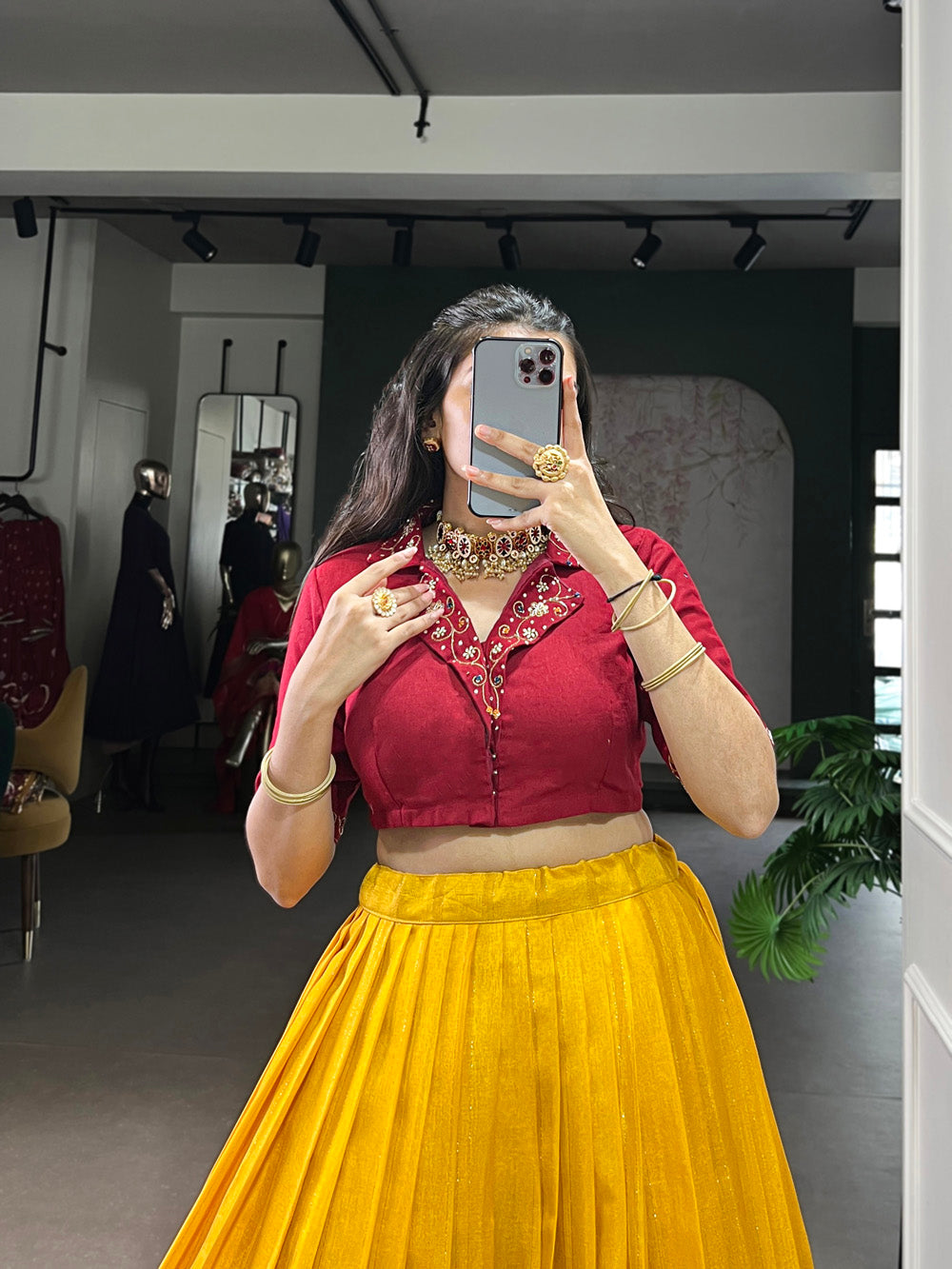 Mustard Color Printed With Zari Weaving Work Poly Cotton Co-ord Set