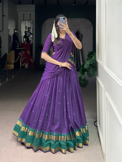 Purple Color Zari Weaving Work Chanderi Lehenga Choli