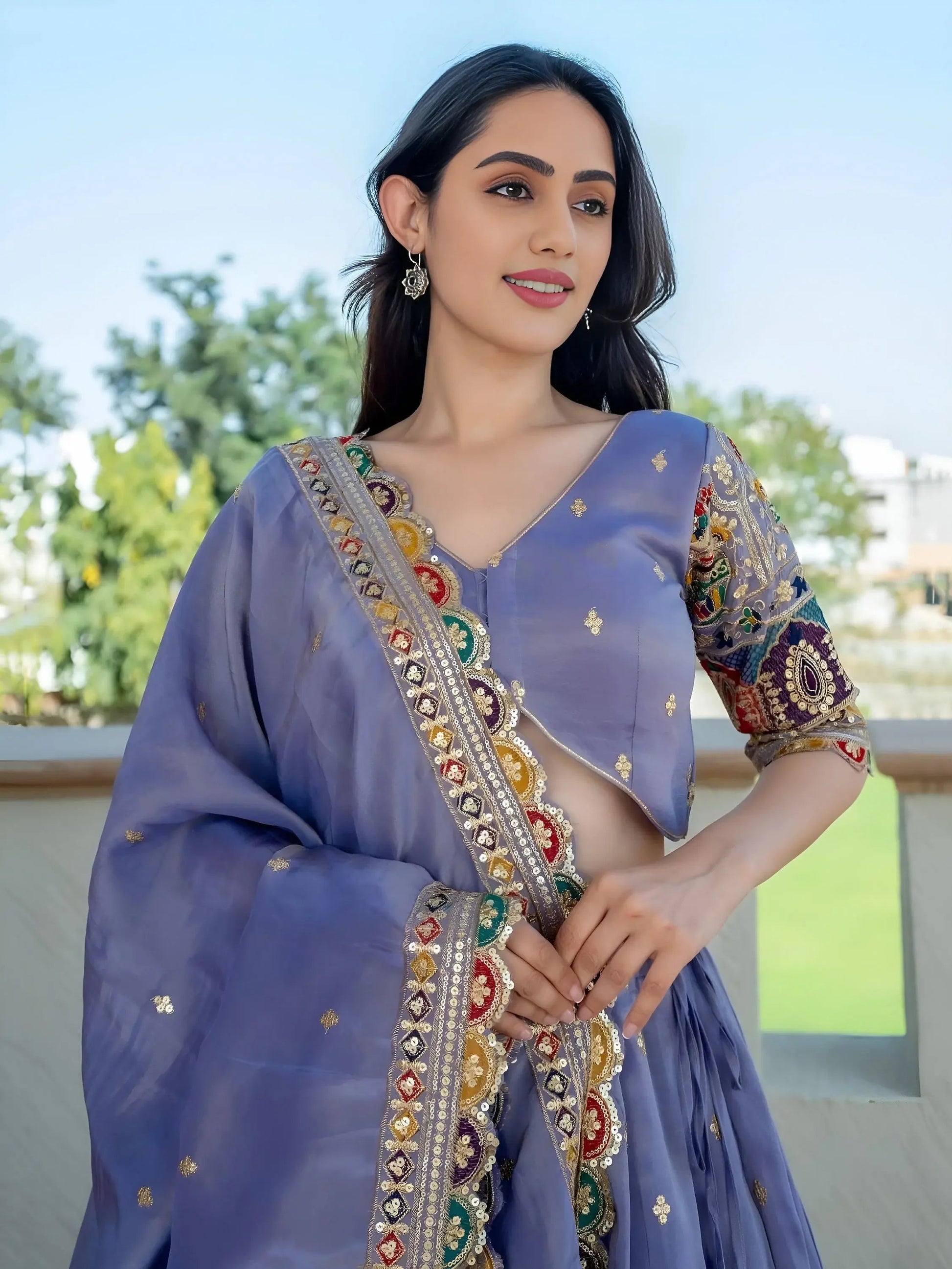 Lovable Lavender Sequins Work Silk Party Wear Lehenga With Blouse - Zeel Clothing
