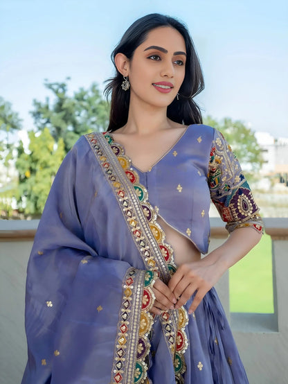Lovable Lavender Sequins Work Silk Party Wear Lehenga With Blouse - Zeel Clothing