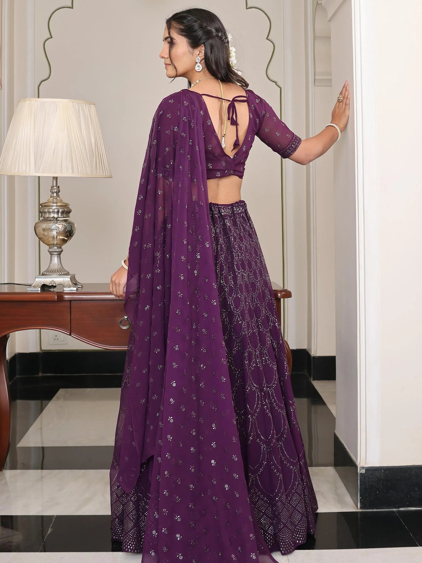 Lovable Wine Embroidered Party Wear Lehenga Choli With Dupatta - Zeel Clothing
