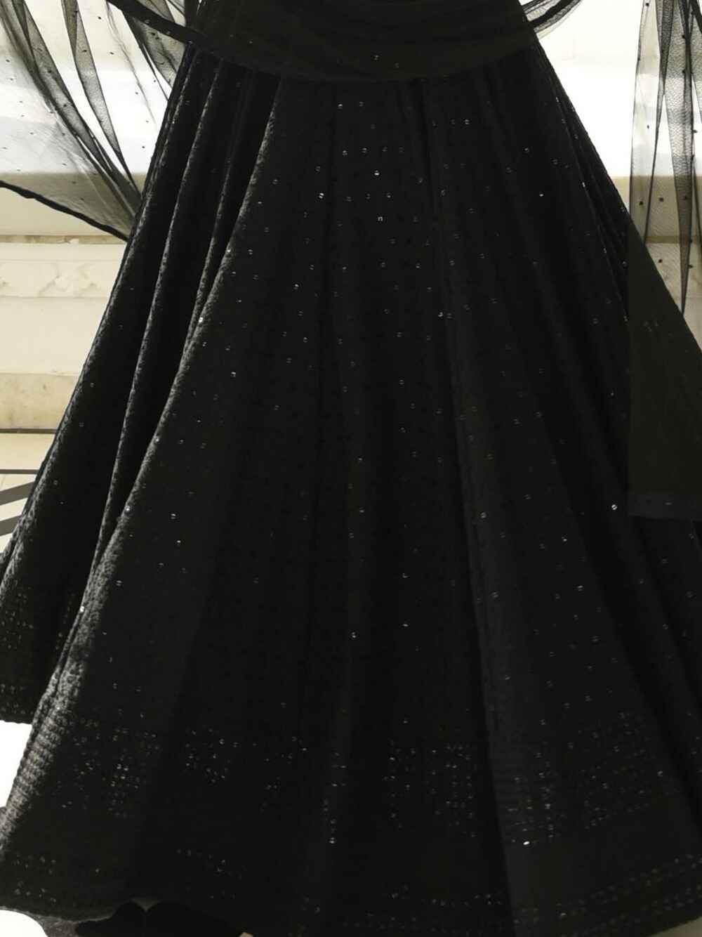 Lovely Black Sequins Georgette Party Wear Lehenga Choli - Zeel Clothing