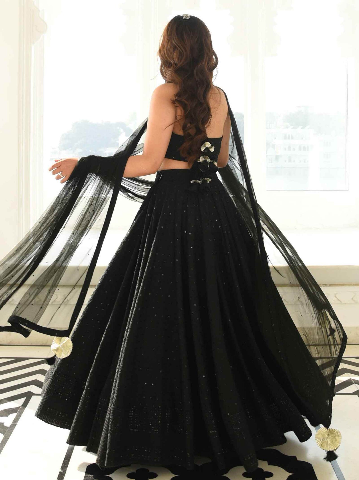Lovely Black Sequins Georgette Party Wear Lehenga Choli - Zeel Clothing