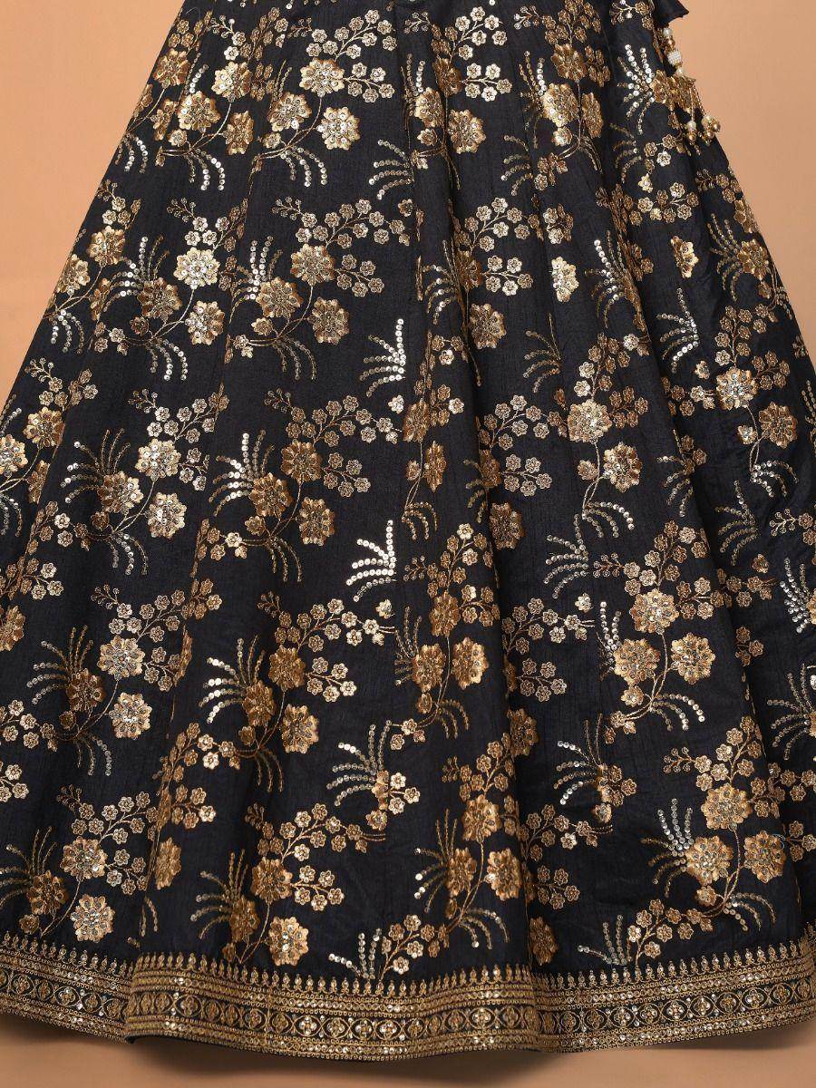 Lovely Black Sequins Silk Reception Wear Lehenga Choli With Blouse - Zeel Clothing