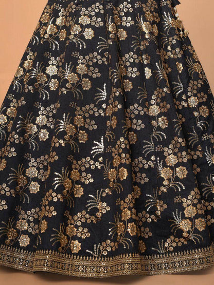 Lovely Black Sequins Silk Reception Wear Lehenga Choli With Blouse - Zeel Clothing