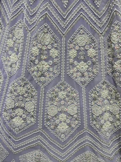 Lovely Lavender Thread Work Georgette Wedding Lehenga Choli - Zeel Clothing