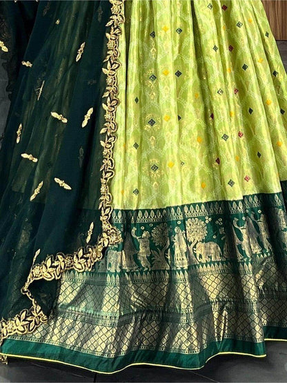 Lovely Light Green Dolla Silk Bandhani Print Lehenga Choli With Dupatta - Zeel Clothing