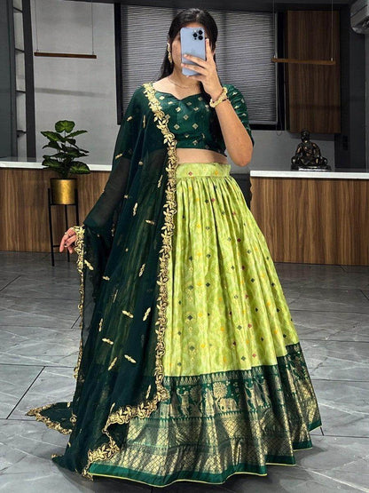 Lovely Light Green Dolla Silk Bandhani Print Lehenga Choli With Dupatta - Zeel Clothing