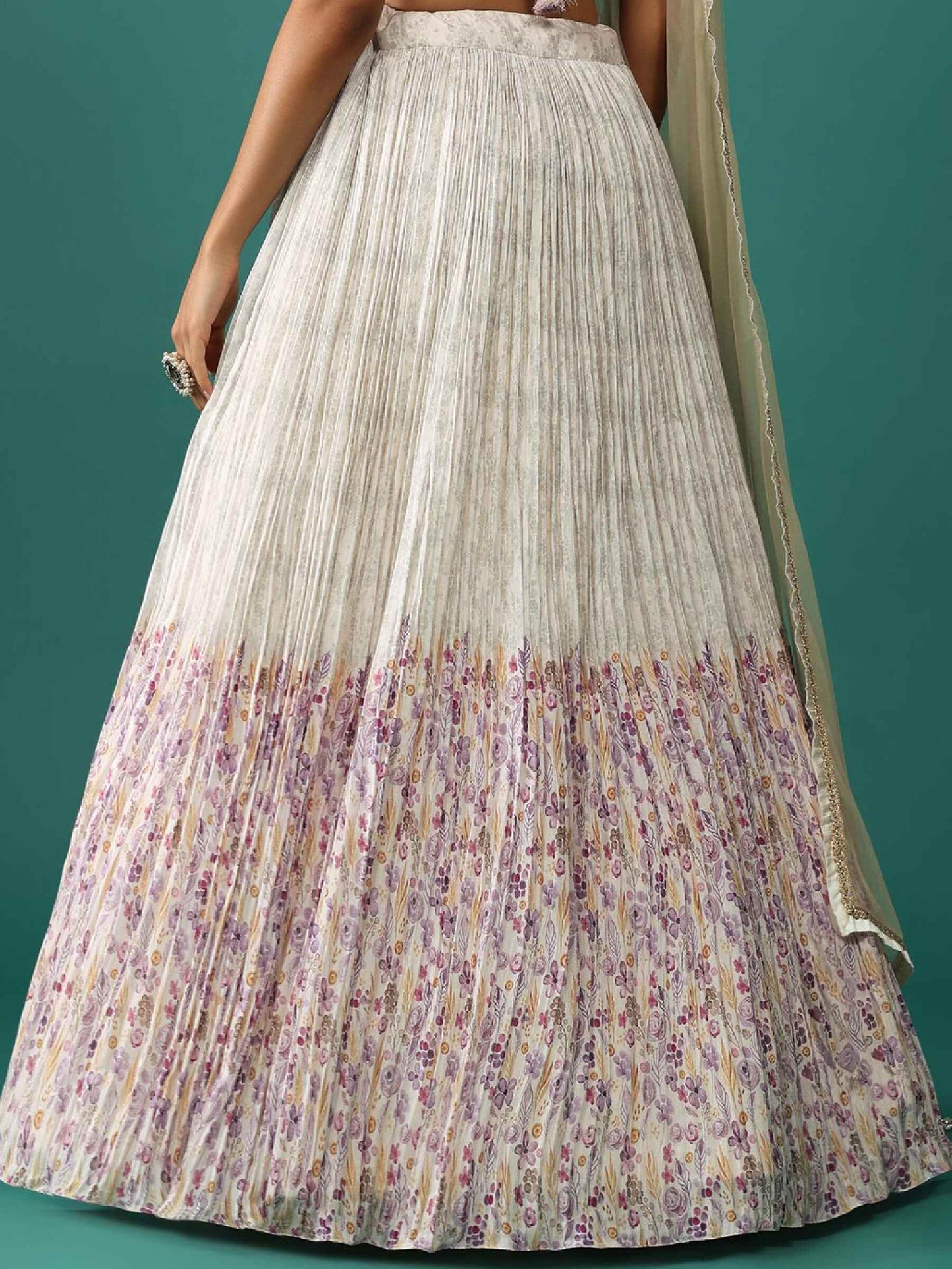 Lovely Off-White Floral Printed Georgette Festival Wear Lehenga Choli - Zeel Clothing