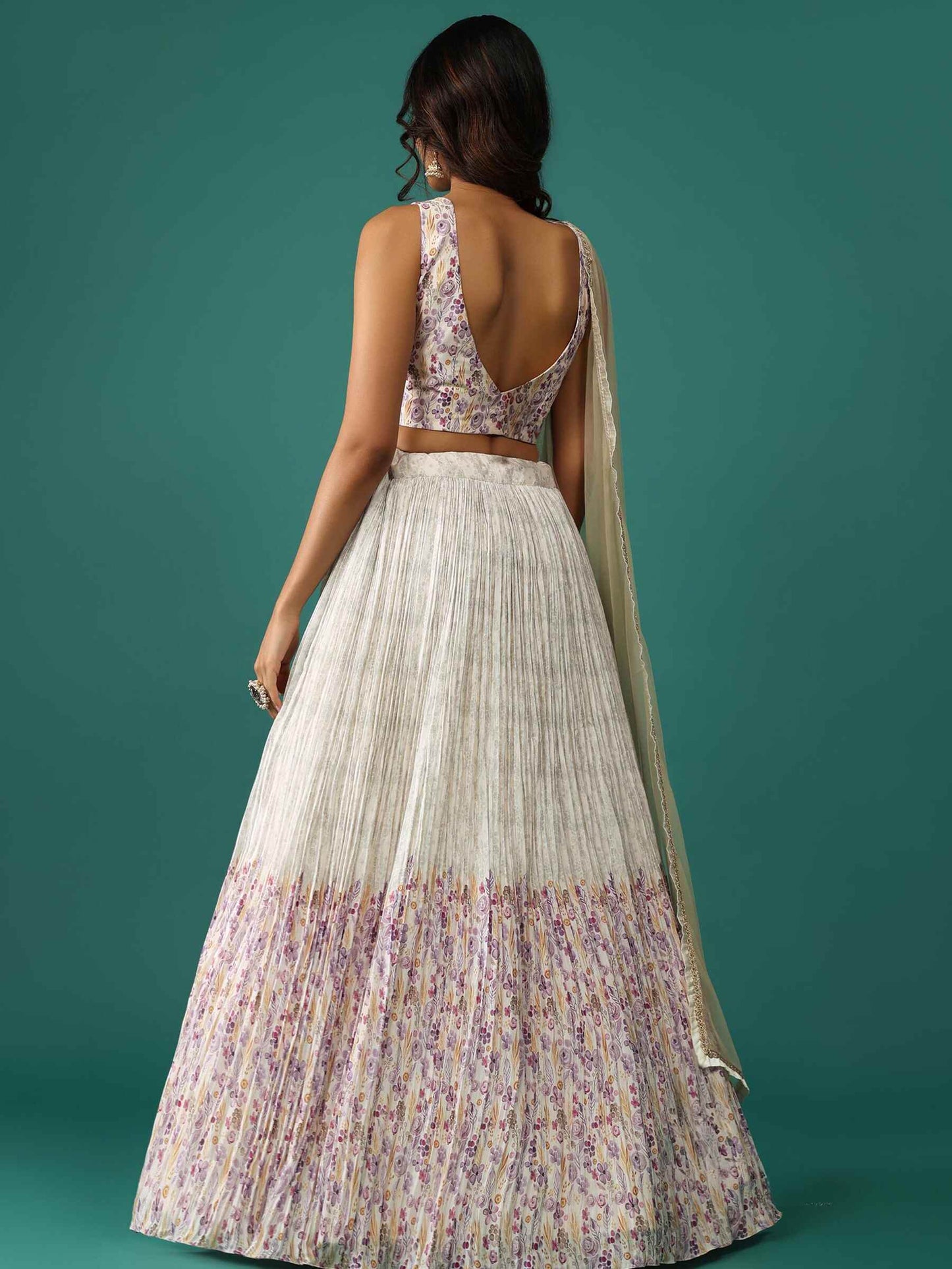 Lovely Off-White Floral Printed Georgette Festival Wear Lehenga Choli - Zeel Clothing