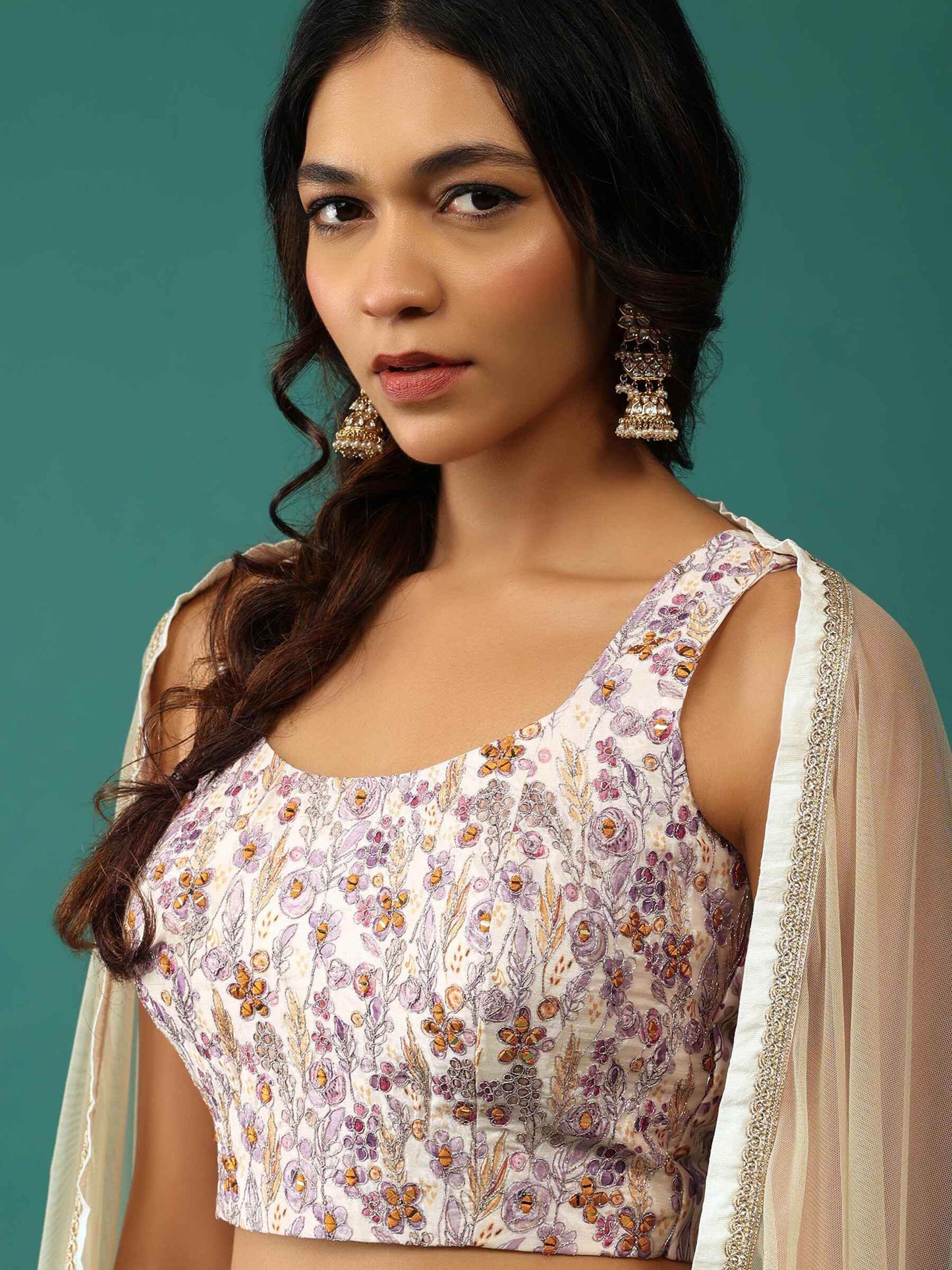 Lovely Off-White Floral Printed Georgette Festival Wear Lehenga Choli - Zeel Clothing