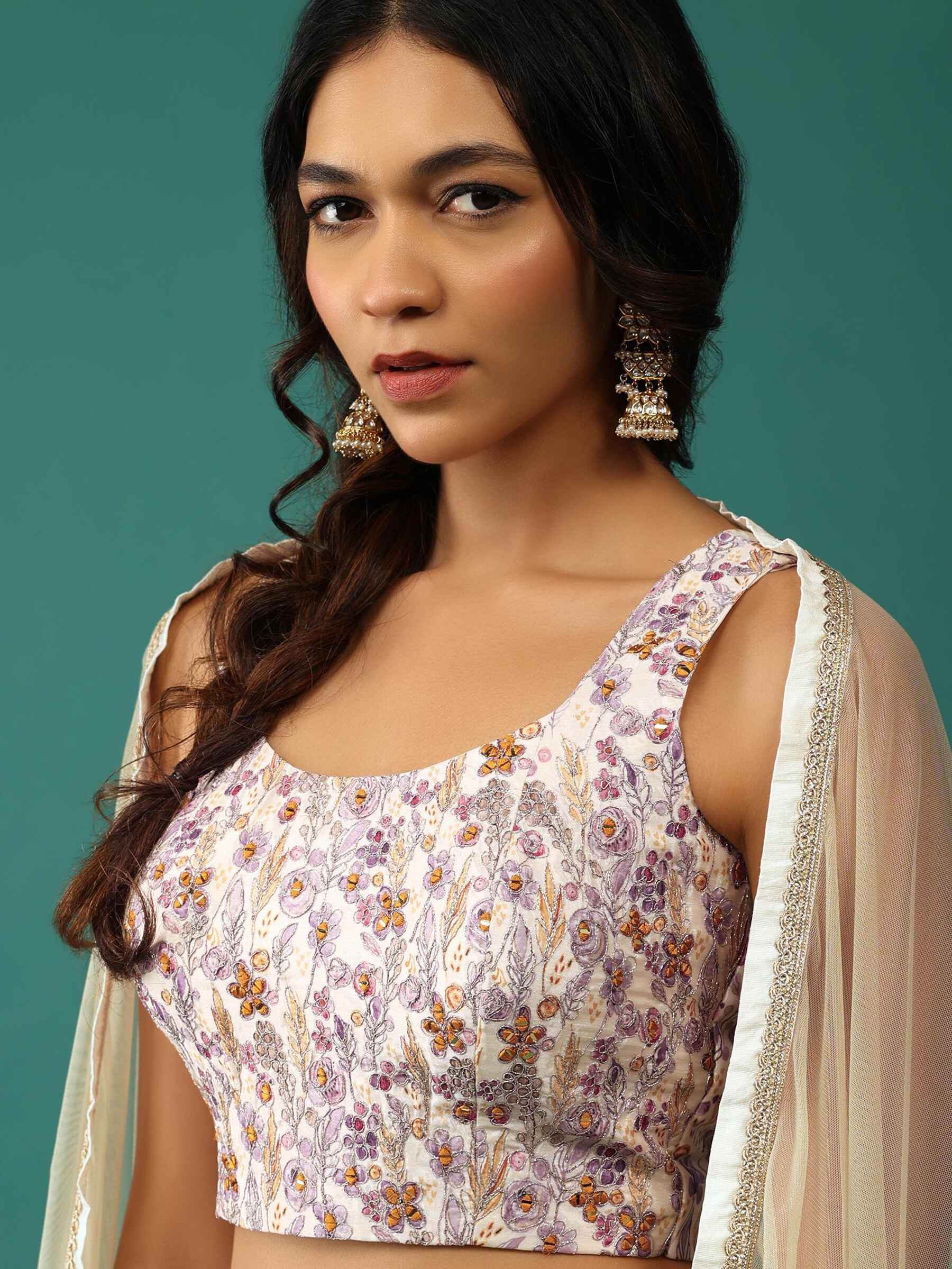 Lovely Off-White Floral Printed Georgette Festival Wear Lehenga Choli - Zeel Clothing