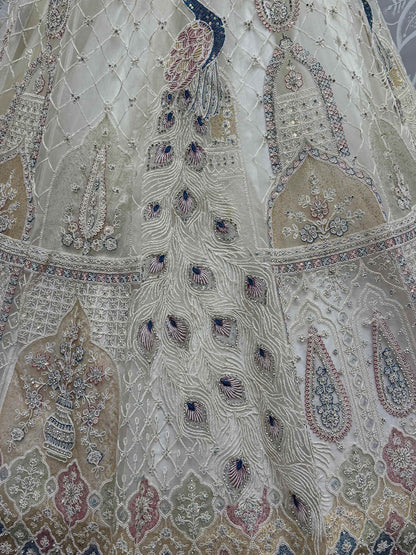 Lovely Off-White Sequins Net Wedding Lehenga Choli With Dupatta - Zeel Clothing