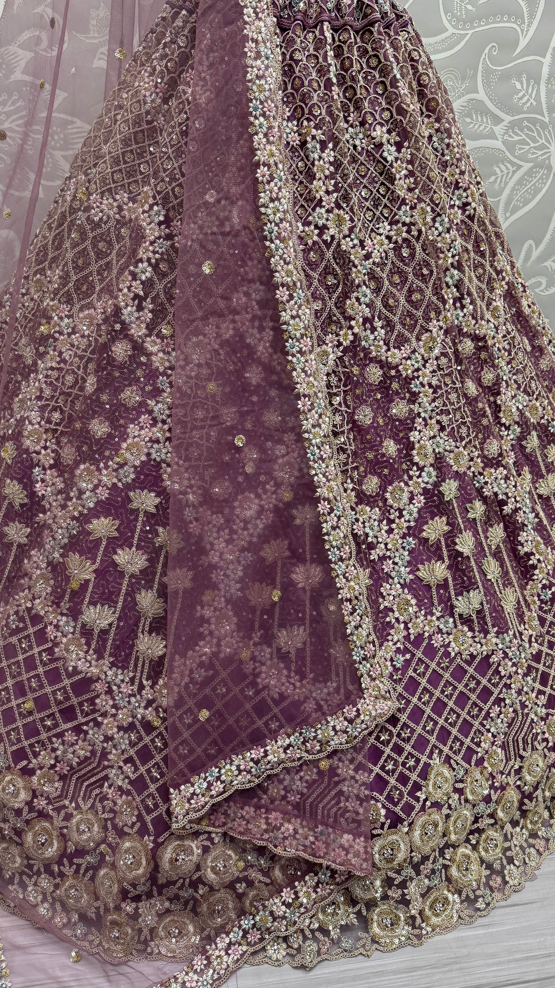 Lovely Pink Dori Embroidered Net Bridesmaid Lehenga Choli With Dupatta - Zeel Clothing