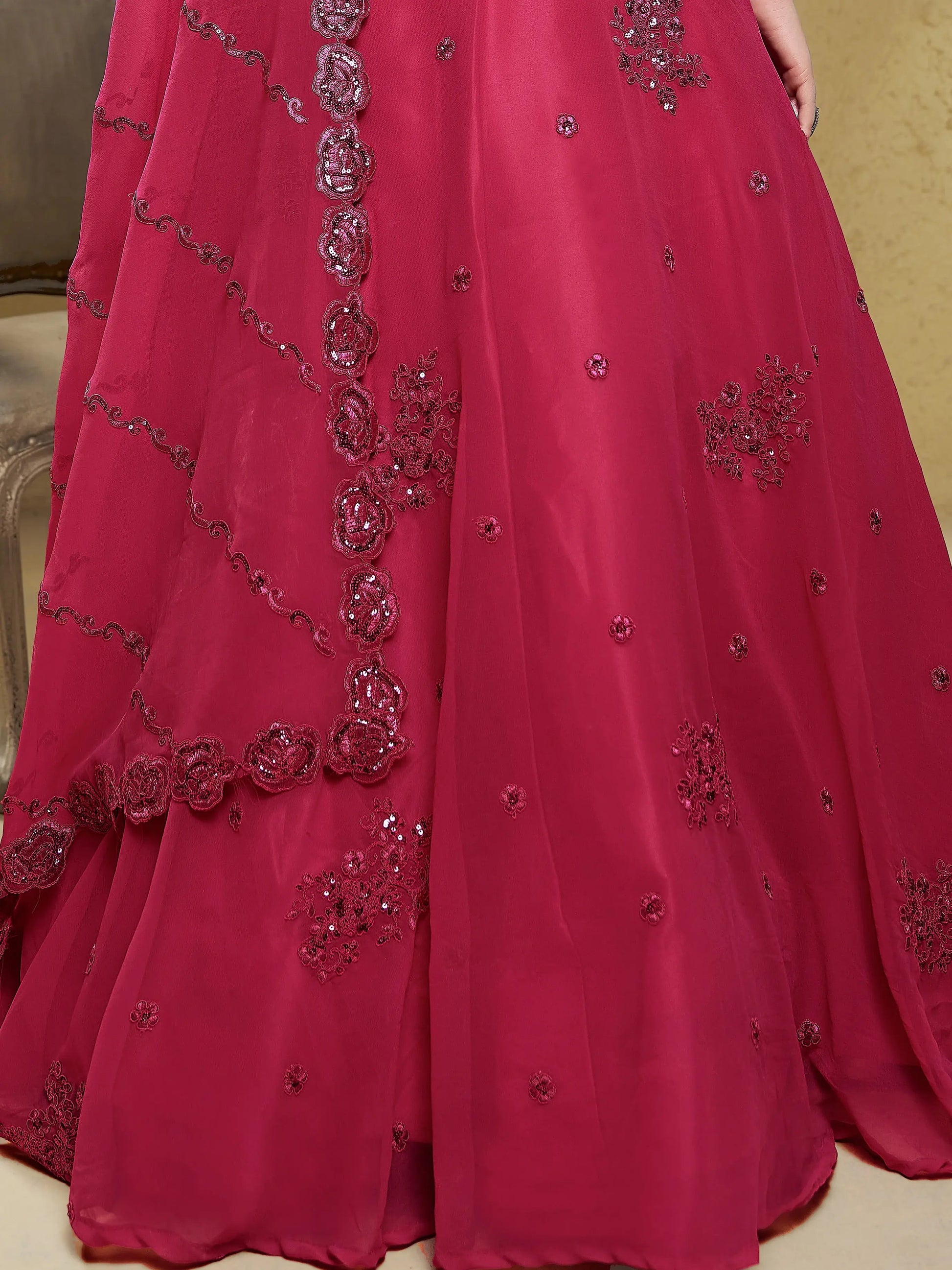Lovely Pink Embroidered Georgette Reception Wear Lehenga Choli - Zeel Clothing