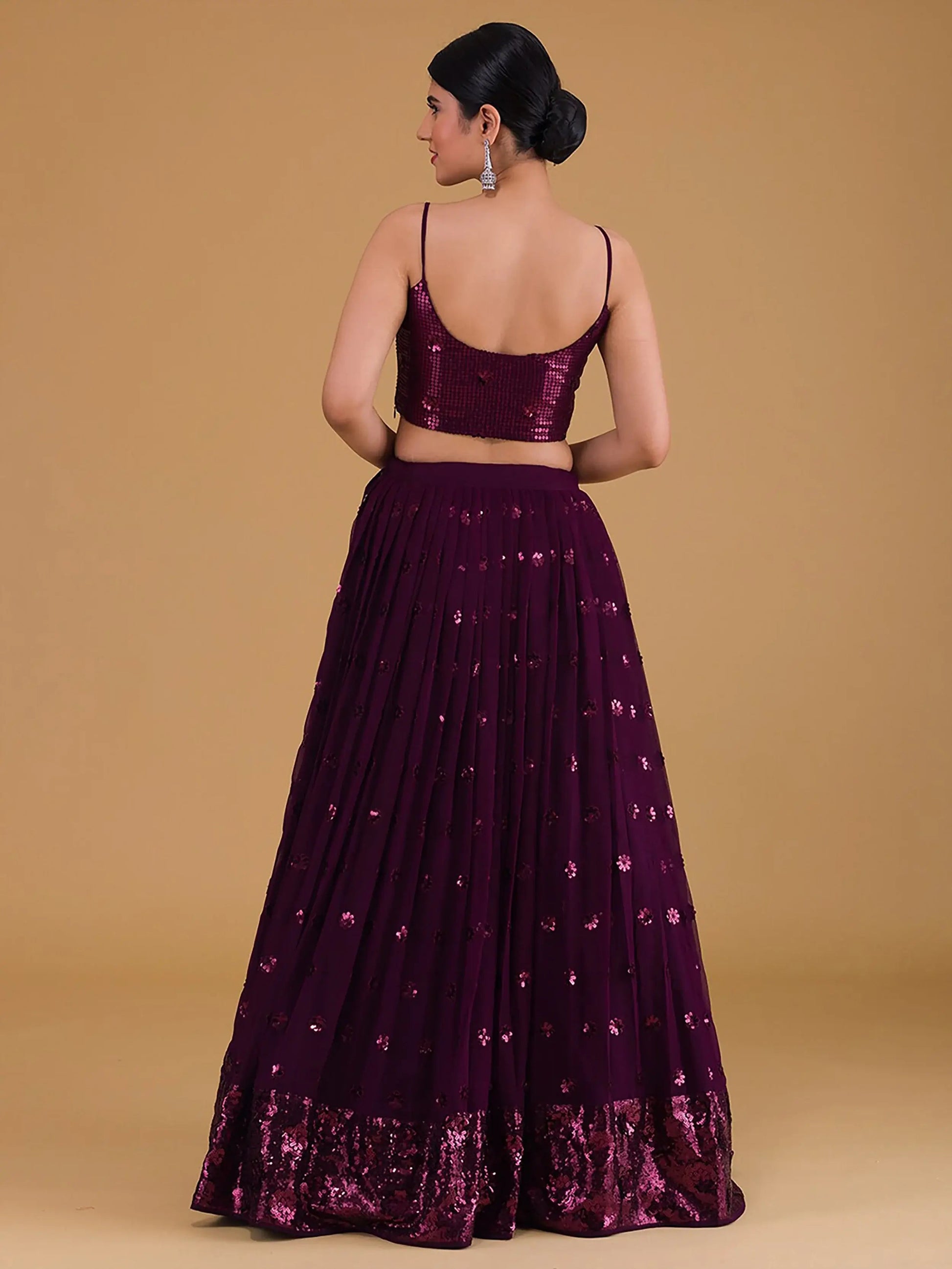 Lovely Purple Embroidered Georgette Party Wear Lehenga Choli - Zeel Clothing