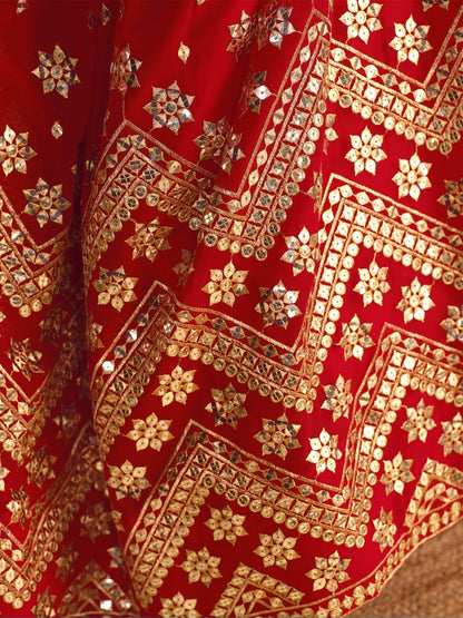 Lovely Red Sequins Georgette Engagement Wear Lehenga Choli - Zeel Clothing