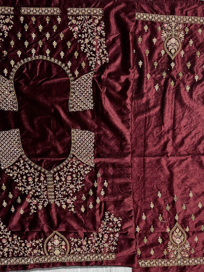 Magnetic Maroon Thread Work Bridal Lehenga Choli With Double Dupatta - Zeel Clothing