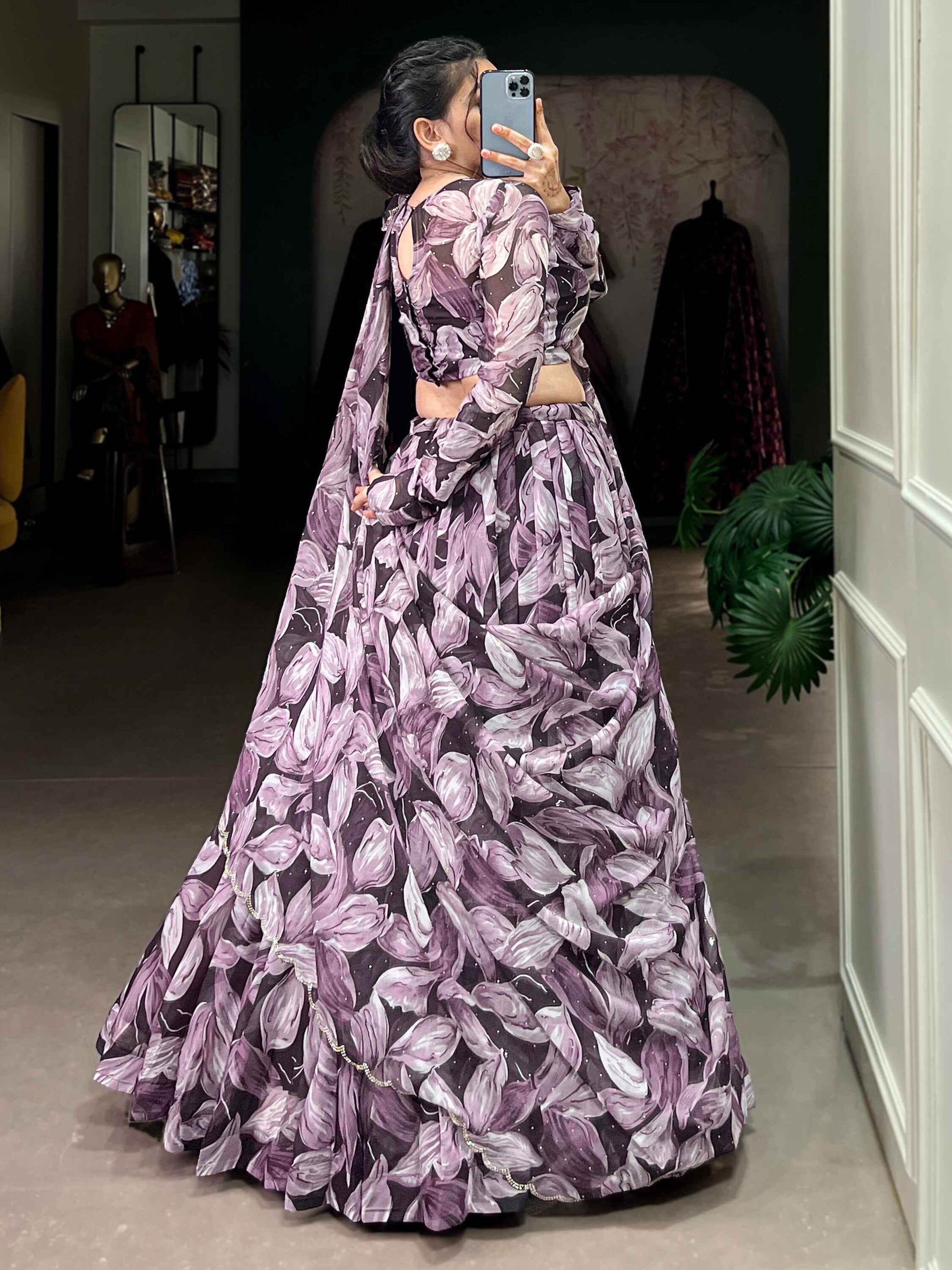 Magnetic Purple Digital Printed Silk Lehenga Choli With Dupatta - Zeel Clothing