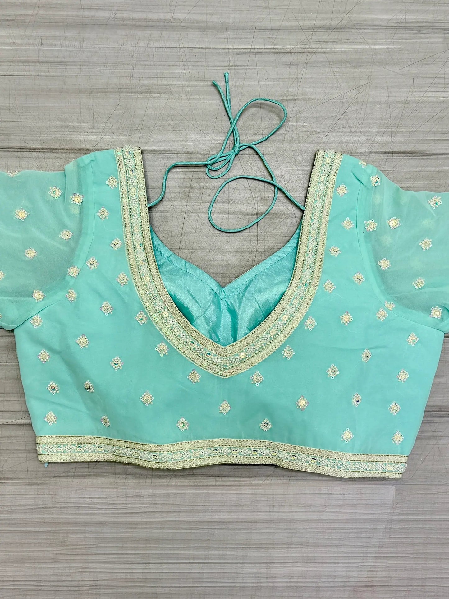 Magnetic Sky Blue Thread Work Georgette Bridesmaid Lehenga Choli - Zeel Clothing