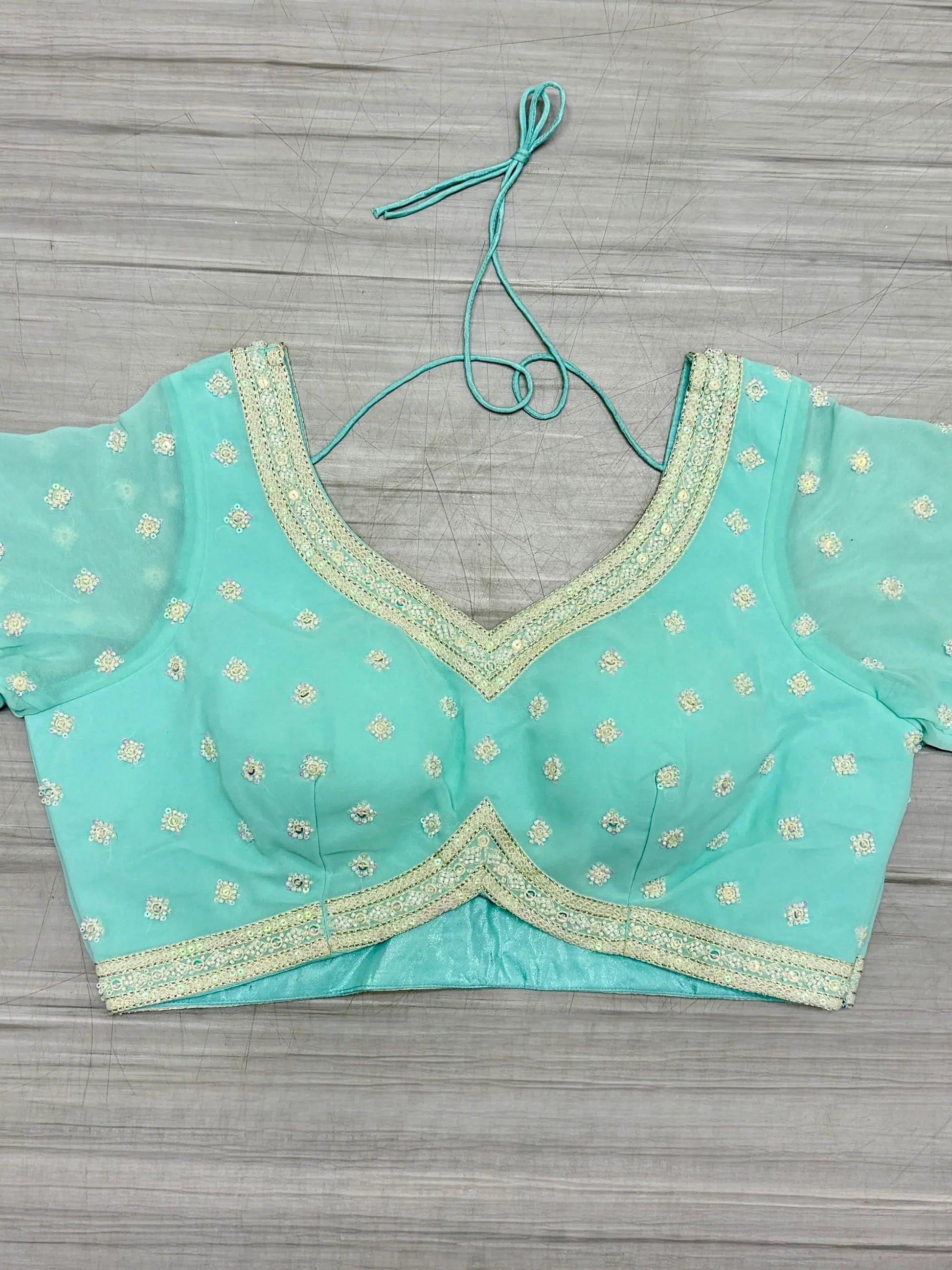 Magnetic Sky Blue Thread Work Georgette Bridesmaid Lehenga Choli - Zeel Clothing