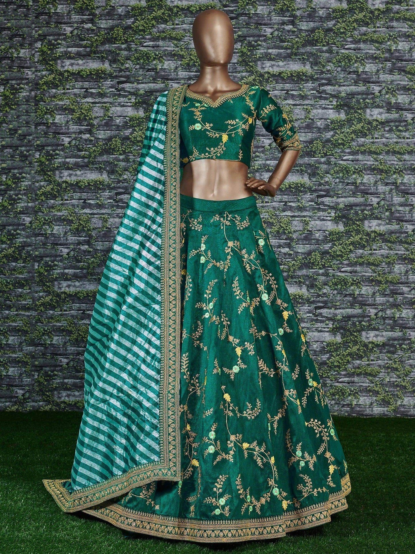 Marvellous Green Color Bridalwear Embroidered Lehenga Choli - Zeel Clothing