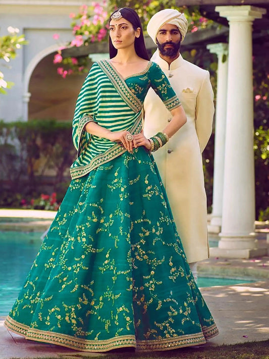 Marvellous Green Color Bridalwear Embroidered Lehenga Choli - Zeel Clothing