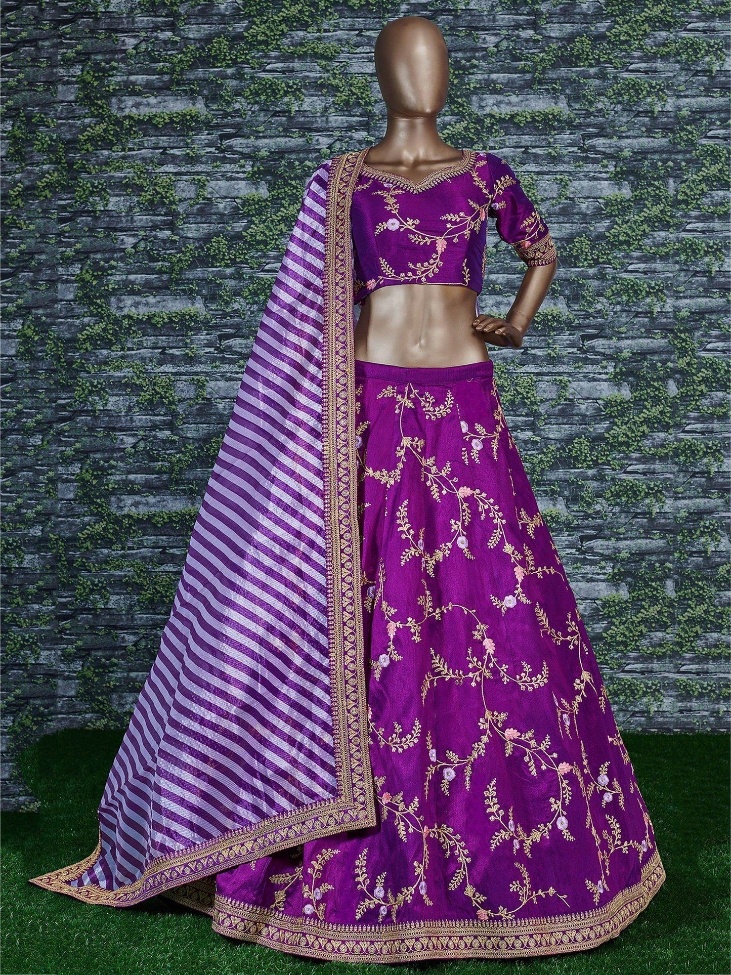Marvellous Purple Color Bridalwear Embroidered Lehenga Choli - Zeel Clothing