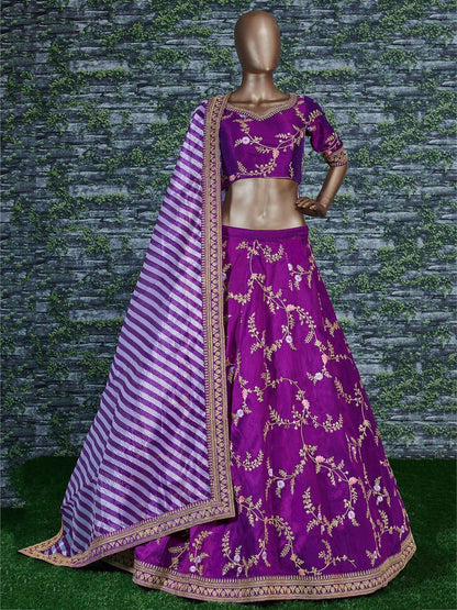 Marvellous Purple Color Bridalwear Embroidered Lehenga Choli - Zeel Clothing