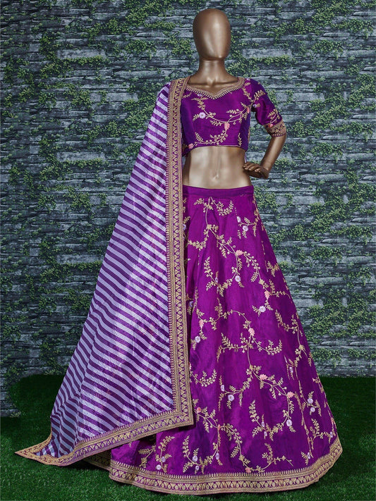 Marvellous Purple Color Bridalwear Embroidered Lehenga Choli - Zeel Clothing