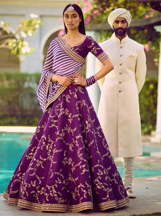 Marvellous Purple Color Bridalwear Embroidered Lehenga Choli - Zeel Clothing