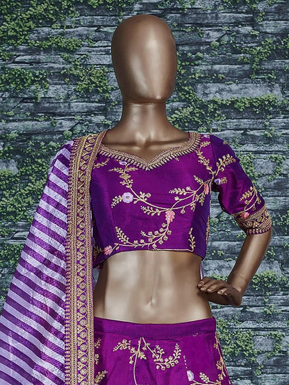 Marvellous Purple Color Bridalwear Embroidered Lehenga Choli - Zeel Clothing