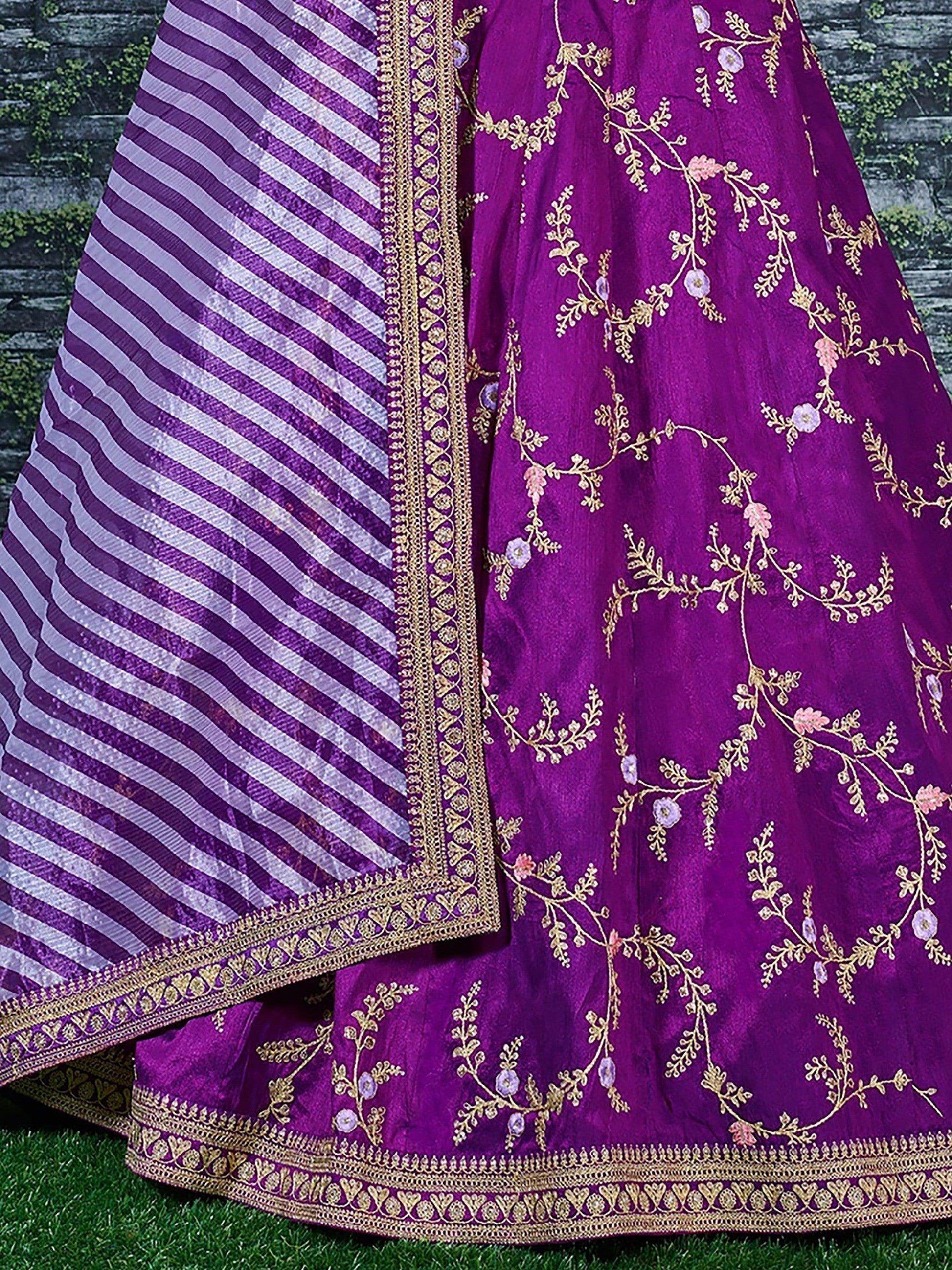 Marvellous Purple Color Bridalwear Embroidered Lehenga Choli - Zeel Clothing