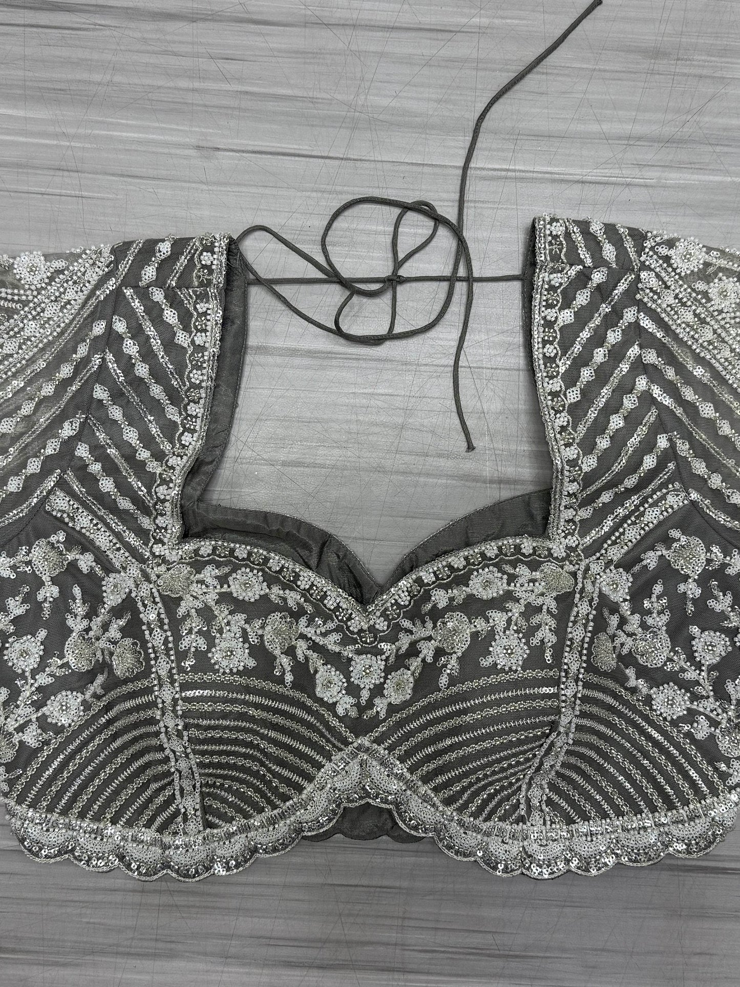 Marvelous Grey Pearl Work Net Bridesmaid Lehenga Choli With Dupatta - Zeel Clothing