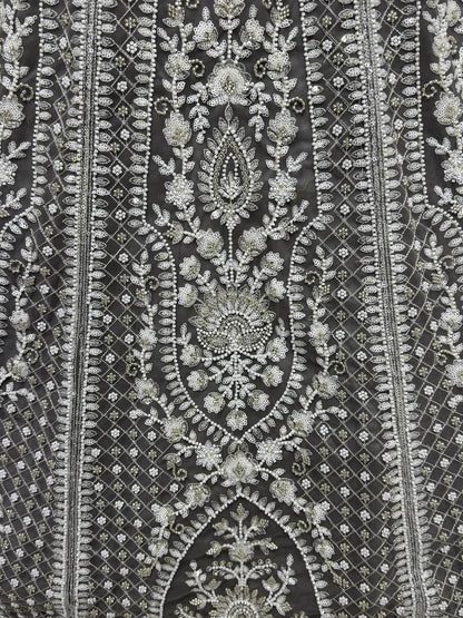 Marvelous Grey Pearl Work Net Bridesmaid Lehenga Choli With Dupatta - Zeel Clothing