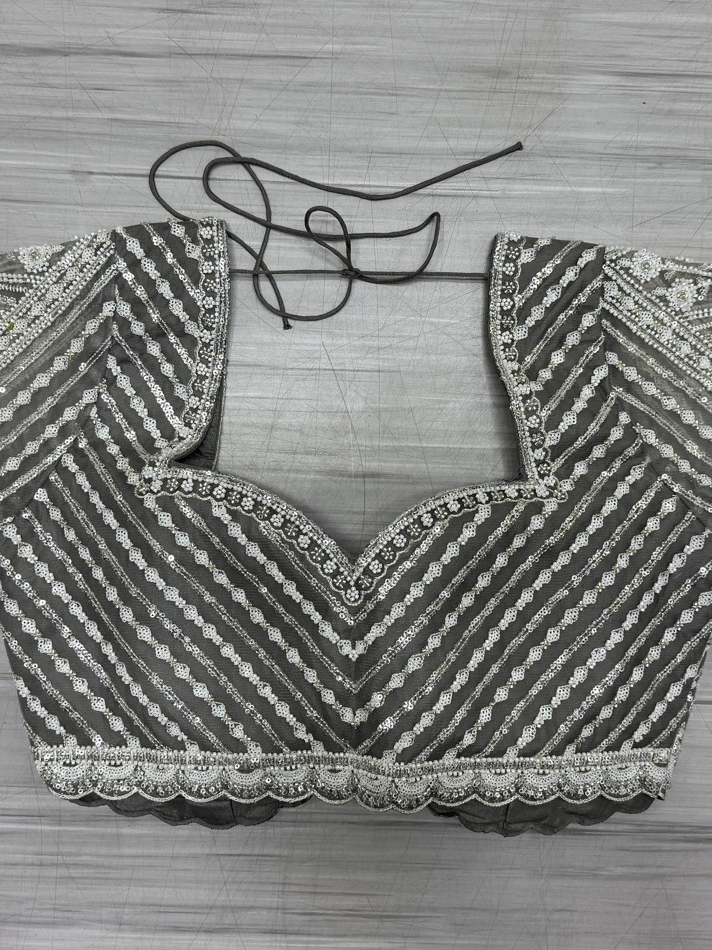 Marvelous Grey Pearl Work Net Bridesmaid Lehenga Choli With Dupatta - Zeel Clothing