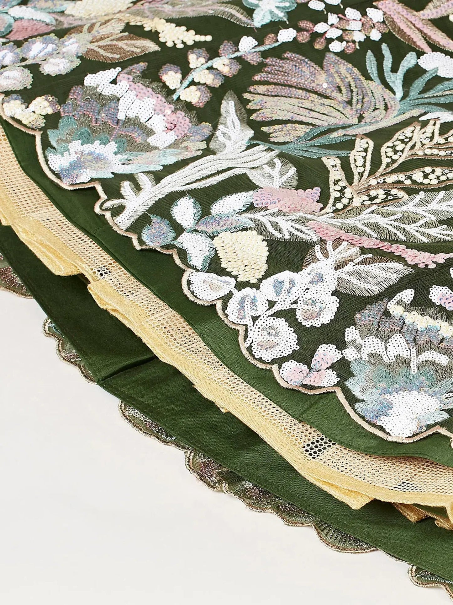 Marvelous Olive Green Sequins Net Mehendi Wear Lehenga Choli - Zeel Clothing