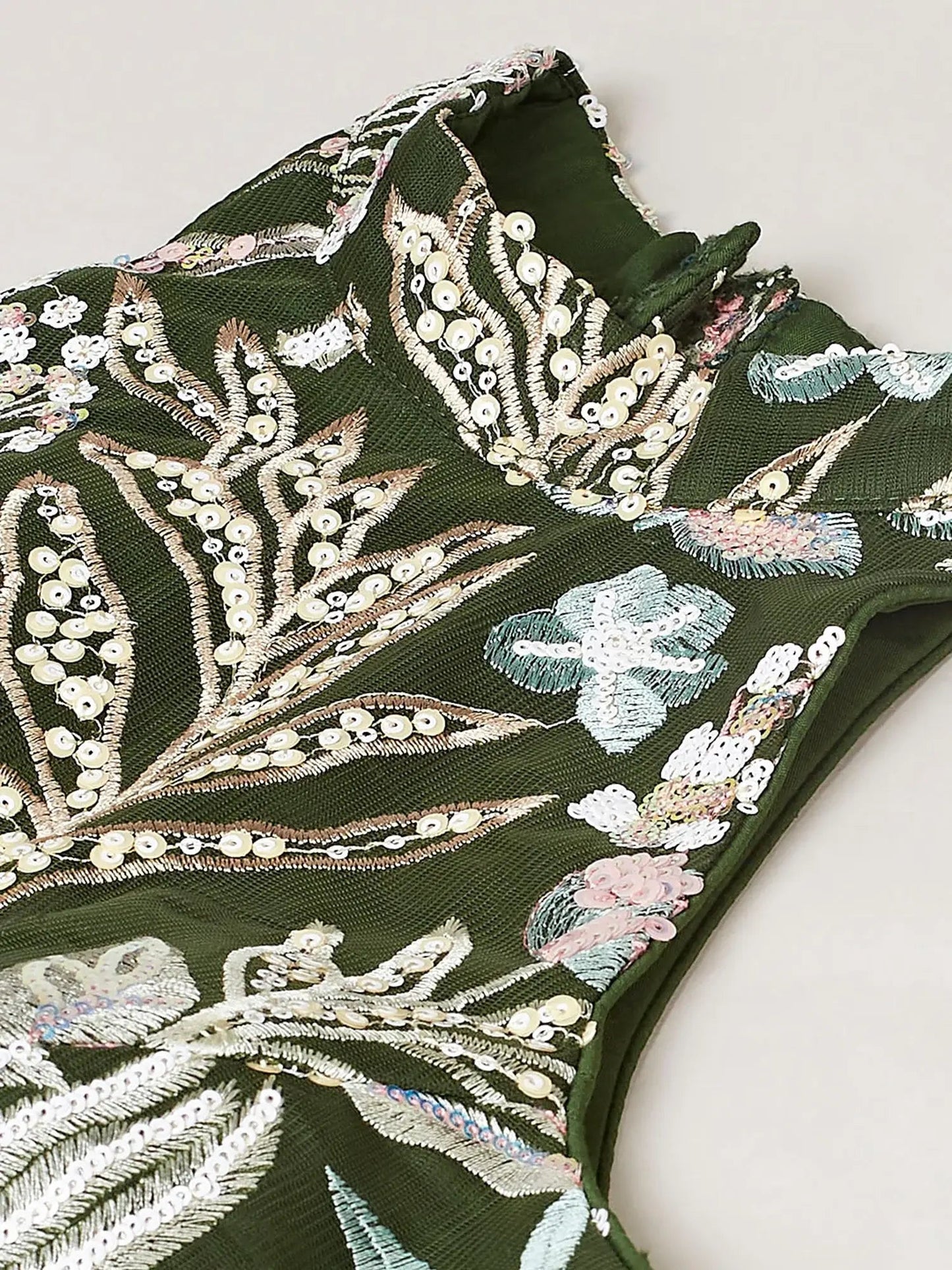 Marvelous Olive Green Sequins Net Mehendi Wear Lehenga Choli - Zeel Clothing