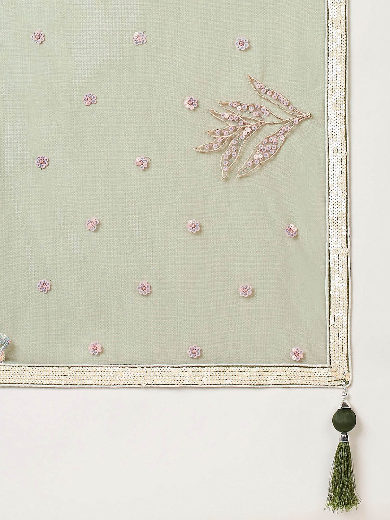 Marvelous Olive Green Sequins Net Mehendi Wear Lehenga Choli - Zeel Clothing