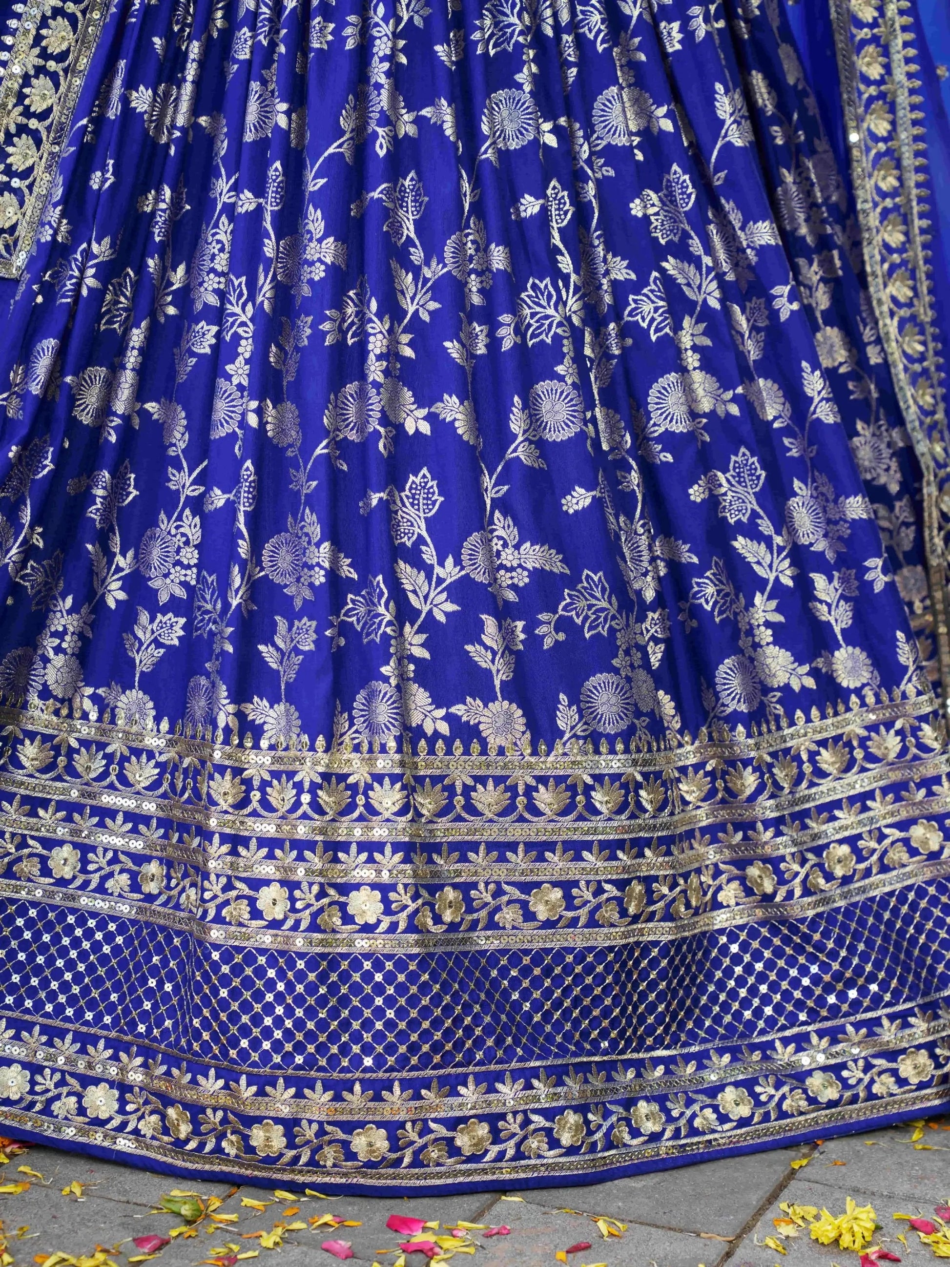 Marvelous Royal Blue Silk Thread Embroidery Designer Lehenga Choli - Zeel Clothing