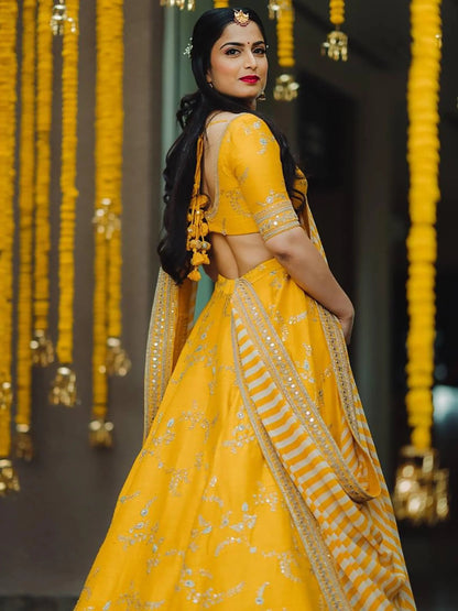 Marvelous Yellow Color Bridalwear Embroidered Lehenga Choli - Zeel Clothing