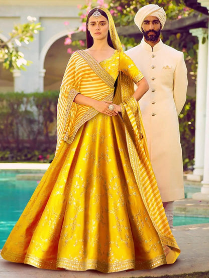 Marvelous Yellow Color Bridalwear Embroidered Lehenga Choli - Zeel Clothing