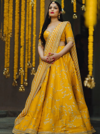 Marvelous Yellow Color Bridalwear Embroidered Lehenga Choli - Zeel Clothing