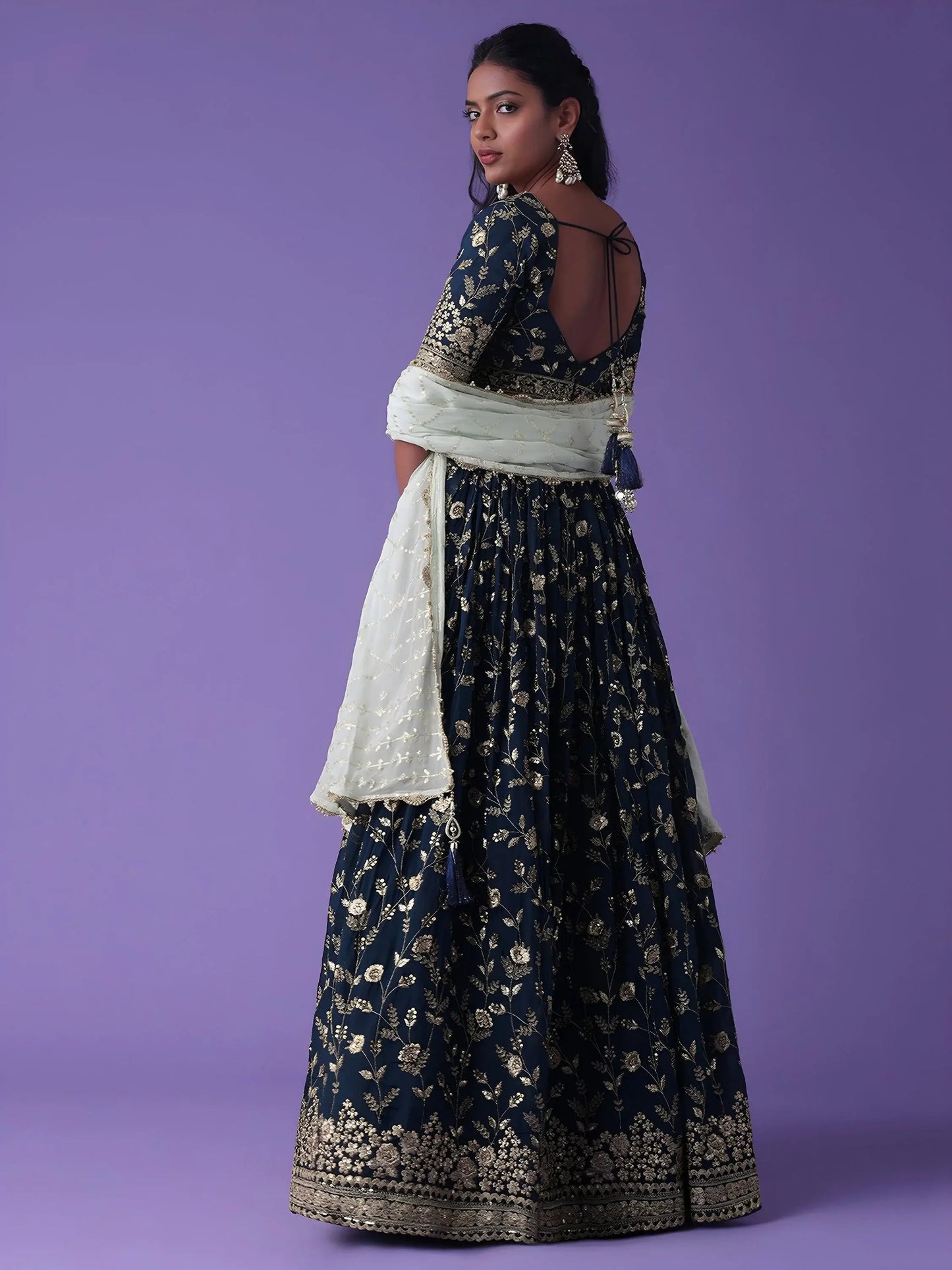 Mesmerizing Blue Zari Embroidered Georgette Wedding Wear Lehenga Choli - Zeel Clothing