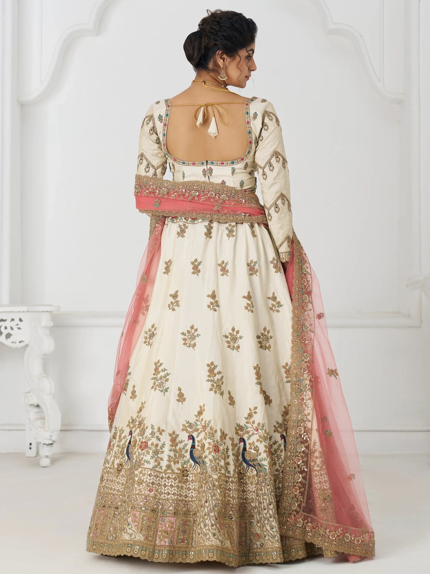 Mesmerizing Off-White Zari Embroidered Silk Lehenga Choli With Dupatta - Zeel Clothing