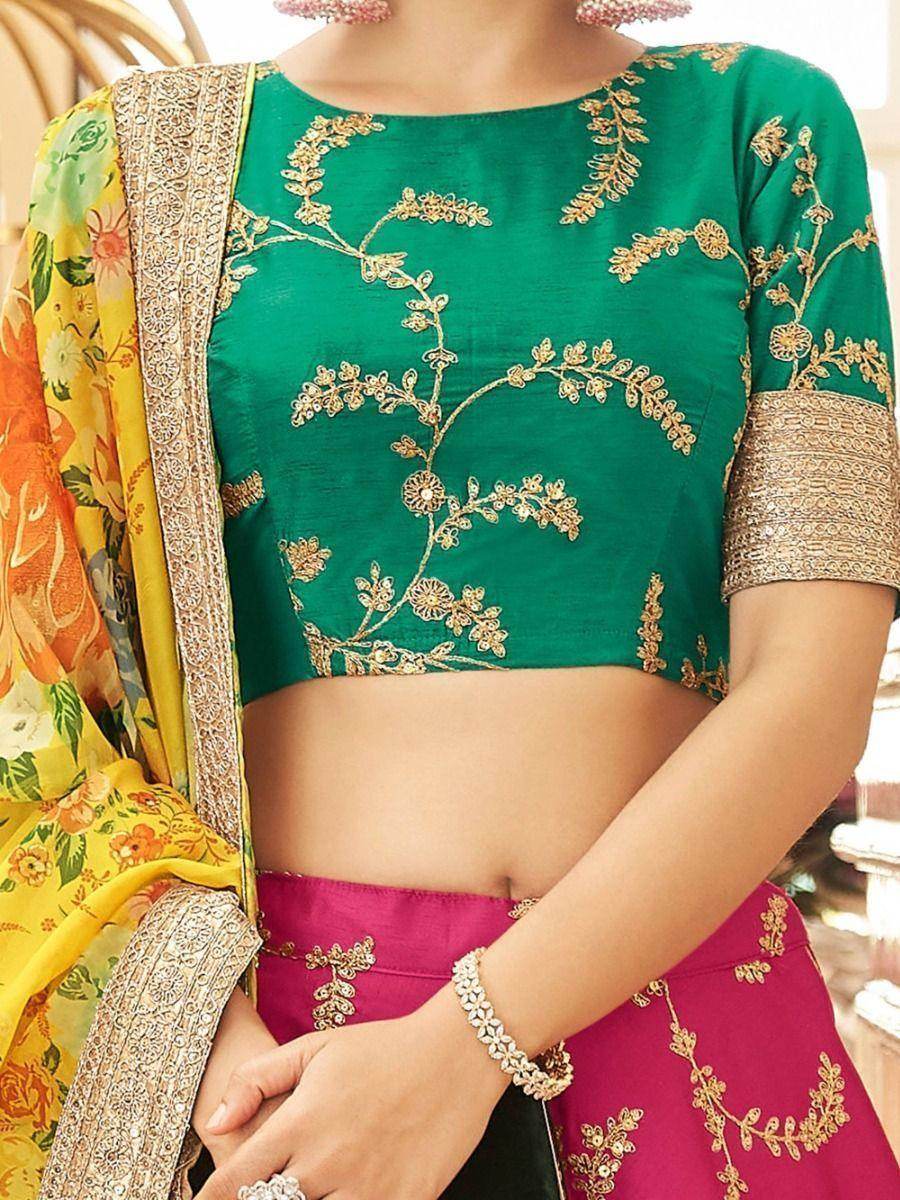 Mesmerizing Pink Sequins Art Silk Reception Wear Lehenga Choli - Zeel Clothing