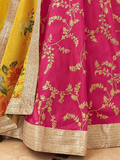Mesmerizing Pink Sequins Art Silk Reception Wear Lehenga Choli - Zeel Clothing