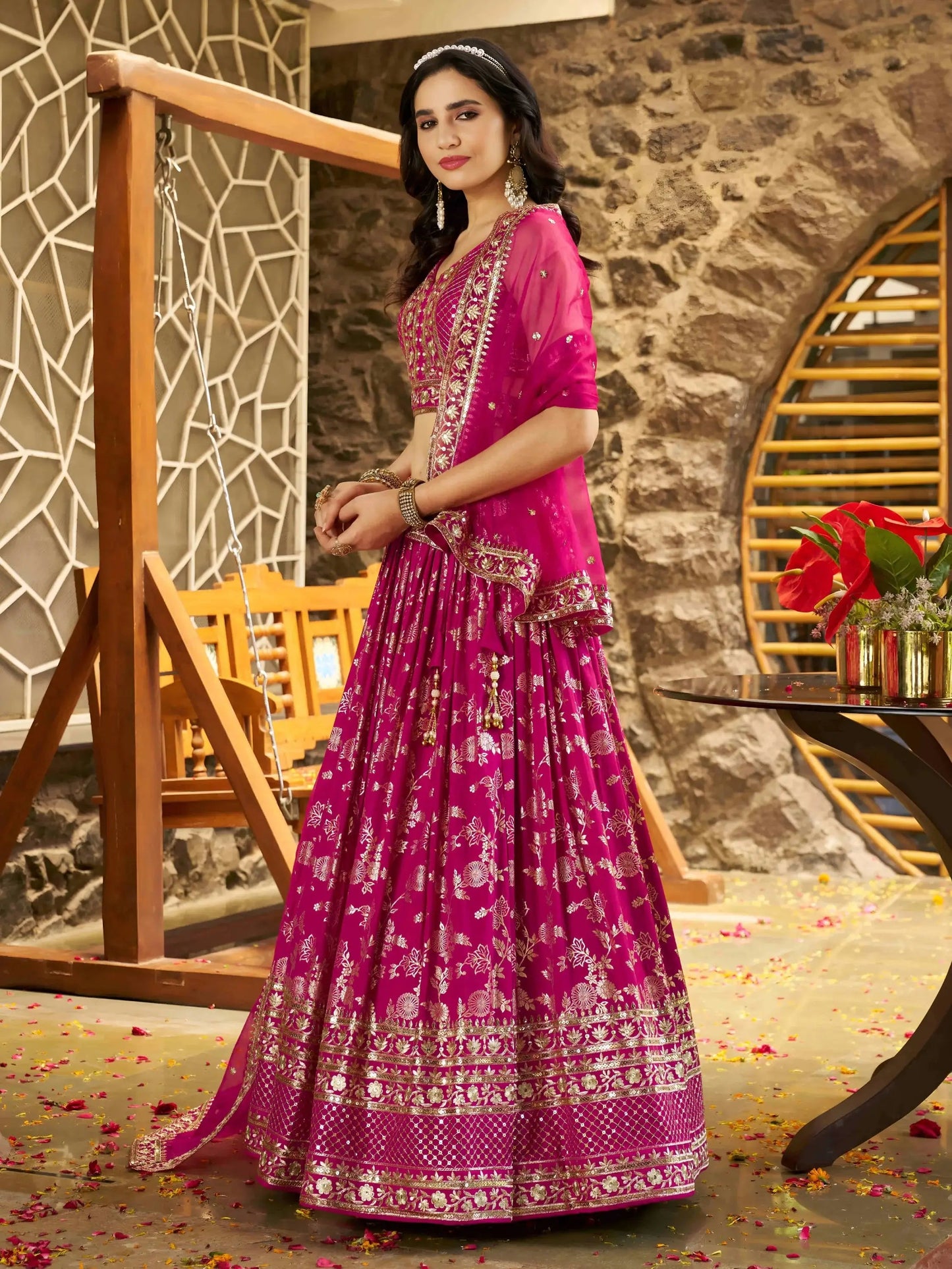Mesmerizing Rani Zari Embroidery Silk Lehenga Choli With Dupatta - Zeel Clothing