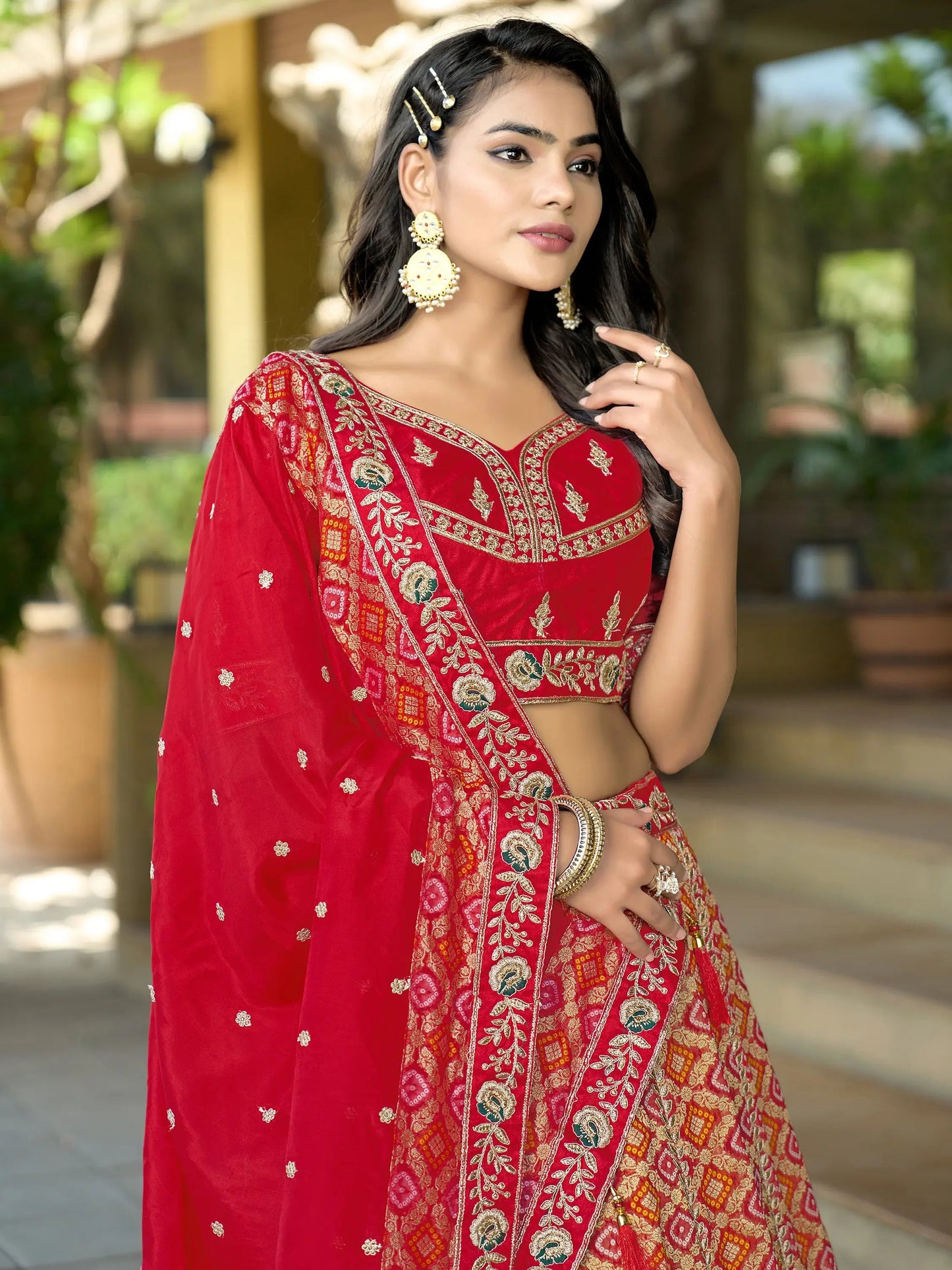 Mesmerizing Red Zari Weaving Silk Bridal Lehenga Choli With Dupatta - Zeel Clothing